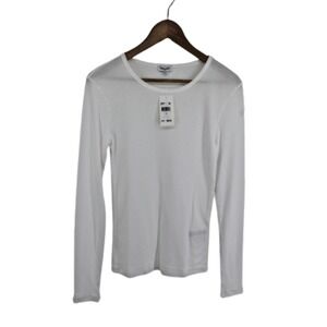 Splendid Womens S White Long Sleeve Crew Neck Tee Soft Cotton Basic NWT